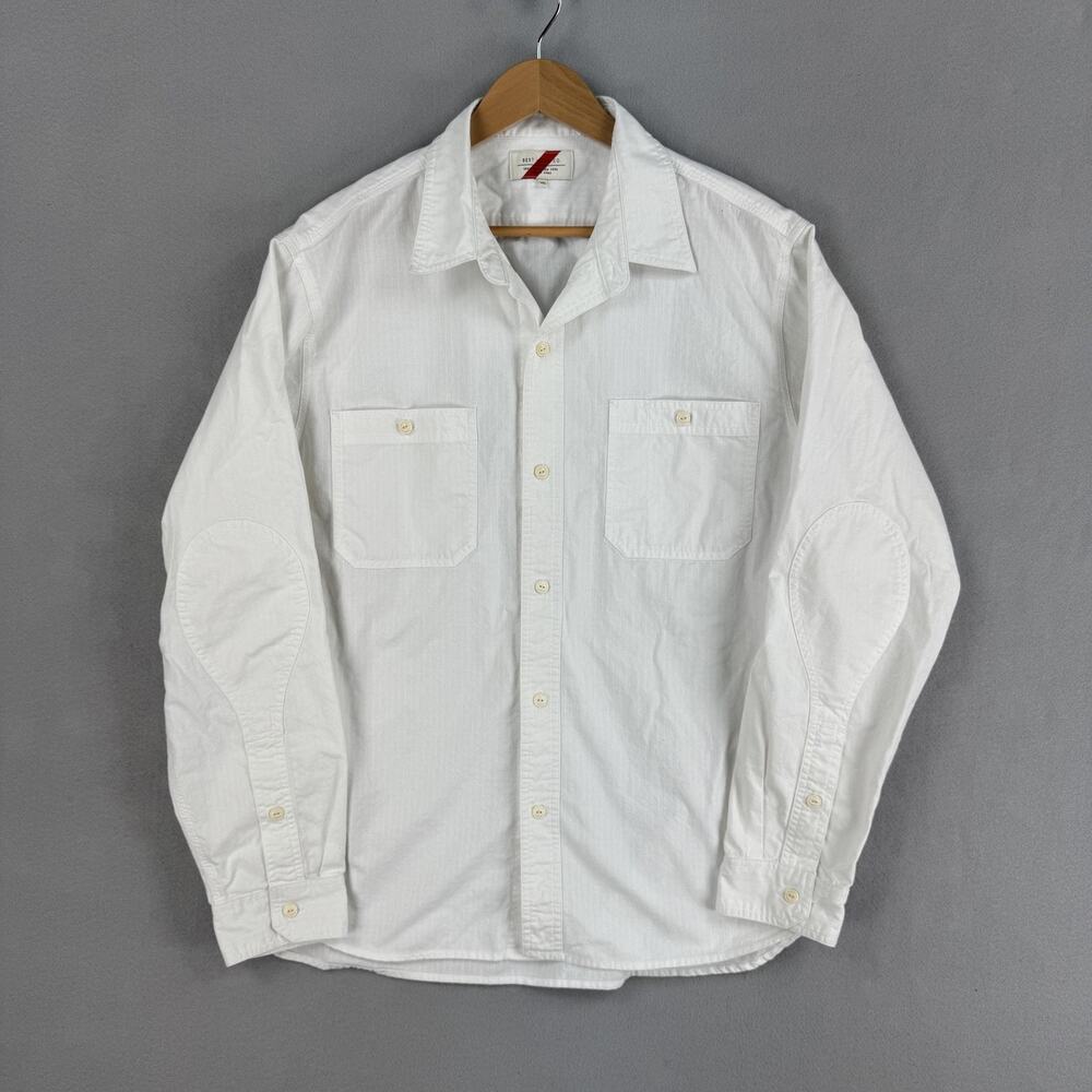 Best Made Co Shirt Mens 2XL White Cotton Ripstop Long Sleeve Button Up Pockets